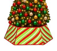 Christmas Tree Skirt, Foldable Tree Cover, Striped Decor, Holiday Base Mat