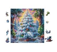 Christmas Tree Snowy Forest Puzzle 100 Pezzi Difficoltà Estrema Cartone Spesso Tema Monocromatico Per Appassionati Di Puzzle Antistrappo Non Sbiadisce Top Vendita 28x28cm