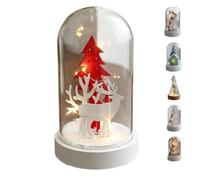Christmas Tree,Snowy Scene in Nostalgic Bottle with Cork,Handmade Miniature Scenes with LED Lights Reindeer Snowy Scene in Vintage Bottle Unique Christmas Festive Gift (B)