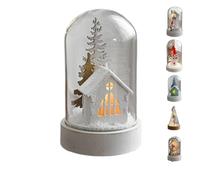 Christmas Tree,Snowy Scene in Nostalgic Bottle with Cork,Handmade Miniature Scenes with LED Lights Reindeer Snowy Scene in Vintage Bottle Unique Christmas Festive Gift (E)