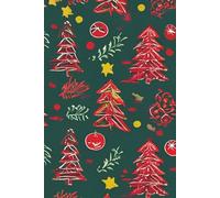 Christmas Tree Softcover Journal | 6”x9” Green Holiday Notebook with Festive Tree Pattern, 200 College-Ruled Pages, Cozy Seasonal Writing Journal or Gift