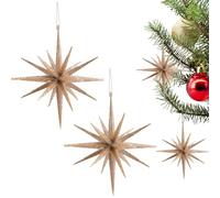 Christmas Tree Star Ornaments, 2 pezzi Glitter Holiday Decor for Seasonal Display, Lightweight Sparkling Stars, Festive Accent Decoration, Winter Party for School, Apartment, Retail, Home