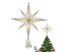 Christmas Tree Topper - 11.02x7.87x1.18 Inches 3D Star Lighted Tree Topper | Iron Star Ornament Trees Decoration | Lightweight Hexagonal Trees Toppers | Holiday Light Up Decorations For Holiday