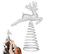 Christmas Tree Topper | ABS Gold Deer Figurine Ornament | Cute Holiday Tree Decoration Accent | Festive Seasonal Display Piece | Christmas Topper For Living Room Bedroom Mantle Window Entryway Classro
