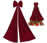 Christmas Tree Topper Bow - 178x40cm Velvet Red Topper | Festive Atmosphere Big Christmas Tree Bows | Quick Installation For Holiday Party Wedding Wall Room Window Indoor Outdoor Home