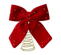 Christmas Tree Topper Bow - Velvet Burgundy Bow, Oversized 25x30cm Velvet Christmas Bows Tree Topper in Burgundy for Indoor Outdoor Home Decor | Red Ornament Treetop for Party Mantle Table Shelf Patio
