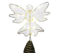 Christmas Tree Topper - Glitter Angel Tree Decoration | Battery Operated Light Up Angel for Indoor Outdoor Display, Elegant Party Ornament for Living Room, Bedroom, Porch, Farmhouse, or Yard Decor