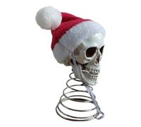 Christmas Tree Topper Skull - 5 Inch Santa Hat Skeleton Head