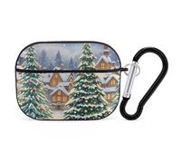 Christmas Tree Town AirPods Pro 2, custodia protettiva rigida antiurto, per donne e uomini, compatibile con custodia Airpod Pro di 2a/1a generazione, con portachiavi, nero