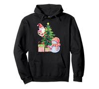 Christmas Tree with Snowman, Presents, & Santa Claus Holiday Felpa con Cappuccio