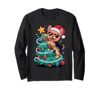 Christmas Tree Yorkshire Terrier Sunglasses Yorkie Terriers Maglia a Manica