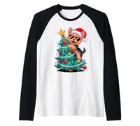 Christmas Tree Yorkshire Terrier Sunglasses Yorkie Terriers Maglia con Maniche Raglan