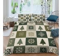 Christmas-treecopripiumino microfibra 3 Pezzi stampa 3D cerniera nascosta winter-pattern-style Set Di Copripiumino con federe per cuscini soffice morbido e comodo for adulti Double（200x200cm）