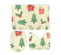 Christmas Trees Presents Copriwater Set 3 Pezzi, Tappetino Da Bagno Lavabile Tappeto Con Profilo A U Per Toeletta La Casa