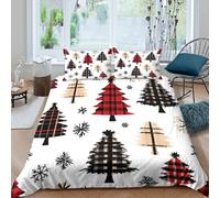 Christmas TreesSet Di Copripiumino microfibra morbida 3 Pezzi stampa 3D cerniera nascosta Patterned Holiday copripiumino con federa traspirante ultra morbido for coppie Super king（260x220cm）