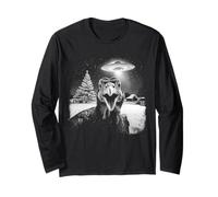 Christmas Turkey Selfie UFO Funny Black & White Vintage Maglia a Manica