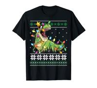 Christmas Ugly Sweater Boys Men Kids Tree Rex Funny Dinosaur Maglietta