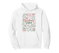 Christmas Vibes Festive Holiday Doodle Babbo Natale Albero Renna Felpa con Cappuccio