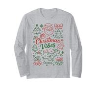 Christmas Vibes Festive Holiday Doodle Babbo Natale Albero Renna Maglia a Manica