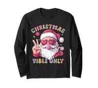 Christmas Vibes Only Groovy Christmas Hippie Babbo Natale Maglia a Manica