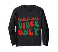 Christmas Vibes Only Winter Family Message Rosso/Verde Maglia a Manica