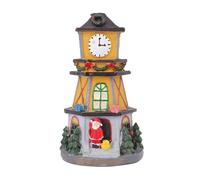 Christmas Village Houses, Desktop Lighted Clock Tower Craft, Festive Miniature Decoration, Illuminated Holiday Table Centerpiece, for Family Gathering Window Display Event Organizers Living Room Study