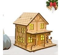 Christmas Village Houses - Lighted Christmas Village Model Festive Miniature DIY Craft Set Realistic Building Figurines Detailed Holiday Display Charming LED Illumination Decorative Desk Ornament