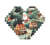 Christmas Village Print Art Brick Puzzle a forma di cuore fai da te Building Blocks Set 3D Puzzle Home Decor 53 pezzi