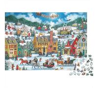 Christmas Village Scene 1000 Pezzi Carta Vintage Xmas Town Art Puzzle Per Adolescenti Resistente Ai Graffi Allenamento Cerebrale Regalo Di Compleanno 70x50cm/1000pcs