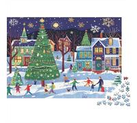 Christmas Village Scene Colourful Ice Skating Town Square 1000 Pieces Jigsaws Adults The Impossible Challenge Home Activity 70x50cm/1000pcs
