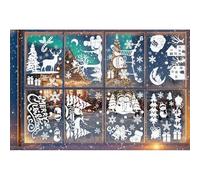 Christmas Village Stickers Double Side White House Snowy Village Stickers, Reusable Christmas Window Clings Decals for Winter Wonderland Home Decor (Set C)