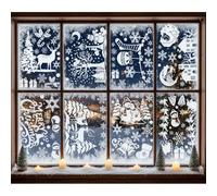 Christmas Village Stickers, Reusable White Snowy House Window Clings, Winter Wonderland Snowflake & Tree Decals, DIY Holiday Xmas Window Decorations Indoor Outdoor (Style C)
