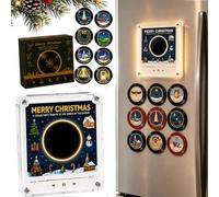 Christmas Vinyl Decor Music Box,Player Fridge Record Nfc Magnetic Box，#D | Mini Nfc Acrylic Record Player With 9 Programmable Vinyl Records,Built In Storage Personalized Audio