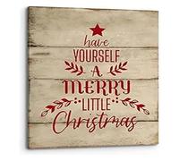 Christmas Wall Art Have Yourself a Merry Little Christmas Rustic Red Christmas Tree Print Canvas Painting for Home Kids Room Bedroom Nursery Decor(Unframed,12x18inch(30x45cm))