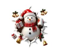 Christmas Wall Decals, Cartoon Santa Claus Wall Sticker with A Broken Walls for Winter Holiday New Year Home Decor