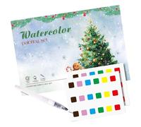 Christmas Watercolor Workbook, Step-by-Step Art Lessons, Festive Painting Activity Book, Creative Skill-Building Feature, Watercolor Coloring Set With Usage For Adults Teens Beginners Home School