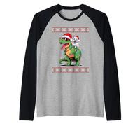 Christmas West Highland White Terrier T-Rex Dinosaur Westie Maglia con Maniche Raglan