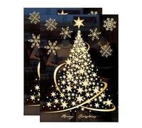 Christmas Window Clings - 2 Sheets Removable Decals | Static Holiday Tree Stickers For Glass window | Festive Reusable Decorations For Winter Party, Home, Shop, Kids Room, Glass Door And Holiday Cel