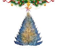 Christmas Window Decals - Static Christmas Tree Decal, Christmass Window Cling | Blue Gold Holiday Cling For Glass Wall Mirror Holiday Winter Party Home Decor Seasonal Display