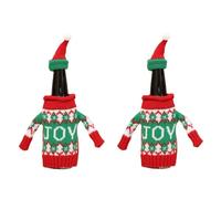 Christmas Wine Covers 2 Pieces Knitted Christmas Wine Bottle Set Sweater Red Wine Bottle Set 4 Christmas Wine Bottle Decorations Green