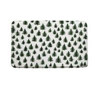 Christmas Winter Green Pine Tree Xmas New Year Holiday Zerbino Asciugapassi Lavabile In Lavatrice Tappeto Da Bagno Confortevole Zerbino Ingresso Per Esterno Interno Cucina 40X60Cm