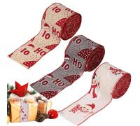 Christmas Wired Ribbon, Christmas Wreath Ribbon,for Fall, 3 Rolls Glitter Dot, Autumn Halloween Tree Trimming Wreath Making Door Decor Table Centerpiece Party Favor Wedding