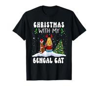Christmas with My Bengal Cat Kitty Funny Xmas Maglietta