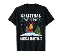 Christmas with My British Shorthait Cat Kitty Funny Xmas Maglietta