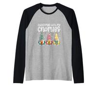 Christmas with My Gnomies Elfo di Natale Babbo Natale Maglia con Maniche Raglan