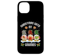 Christmas With My Gnomies Natale gnomi rossi plaid bufalo Custodia per iPhone 14 Plus