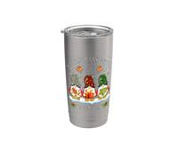 Christmas With My Gnomies - Simpatico gnomo natalizio a quadri Bicchiere termico in acciaio inox doppia parete