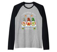 Christmas with My Gnomies - Simpatico Gnomo Natalizio a Quadri Maglia con Maniche Raglan