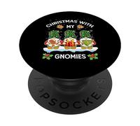 Christmas With My Gnomies Xmas Gnomes Plaid in bufalo verde PopSockets PopGrip Adesivo