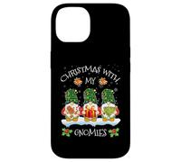 Christmas With My Gnomies Xmas verde gnomi Buffalo plaid Custodia per iPhone 14